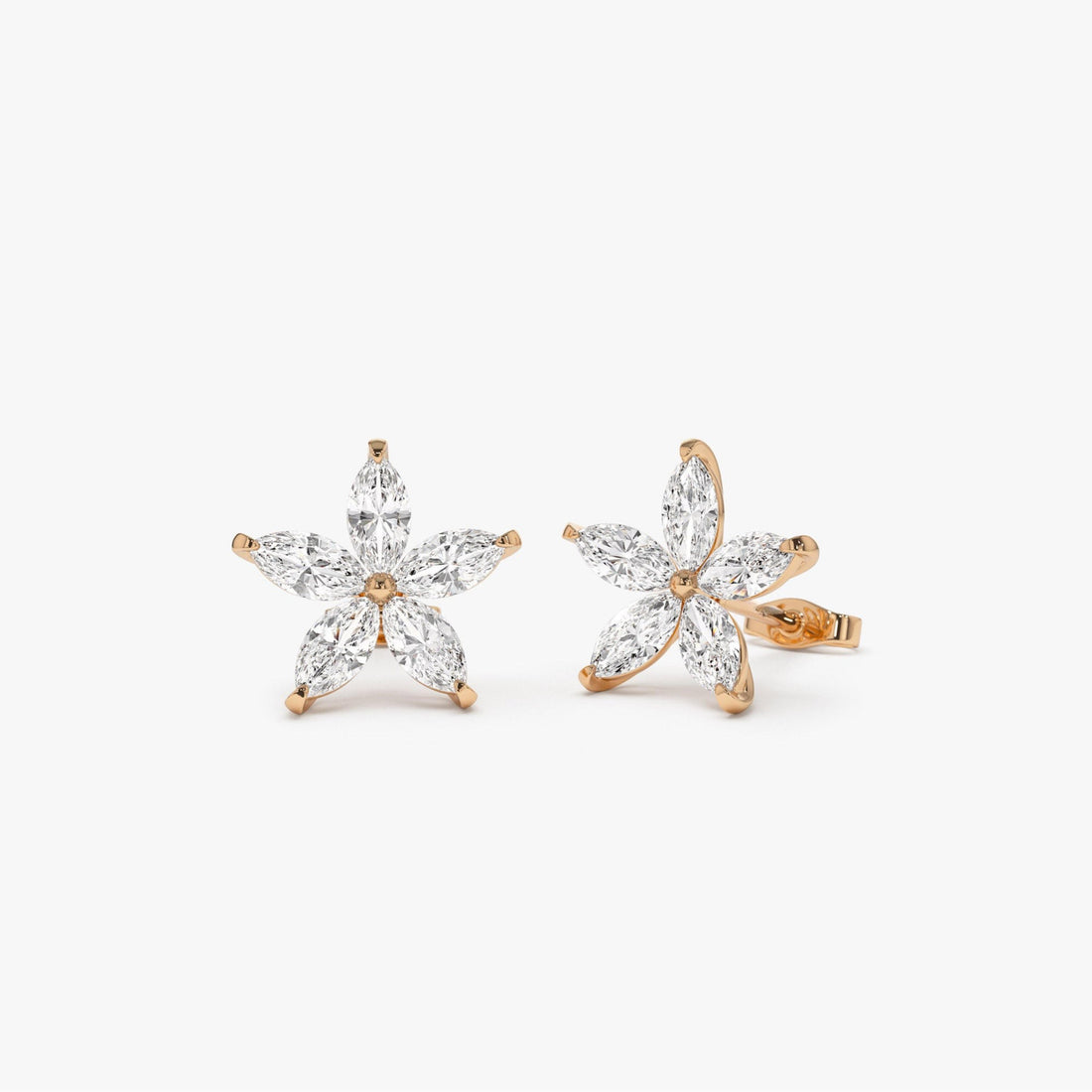 Marquise Shaped Lab Grown Diamond Floral Studs
