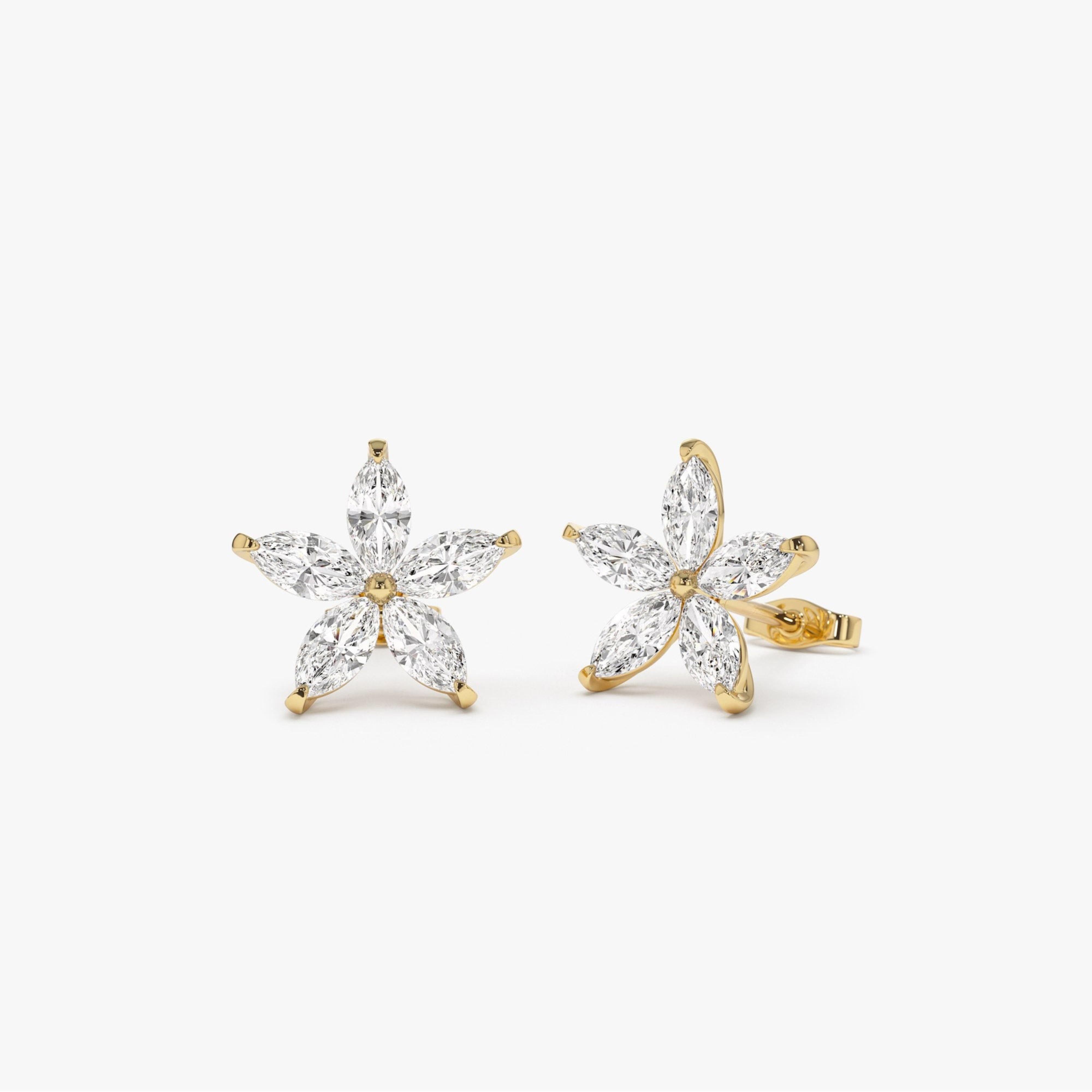 Marquise Shaped Lab Grown Diamond Floral Studs