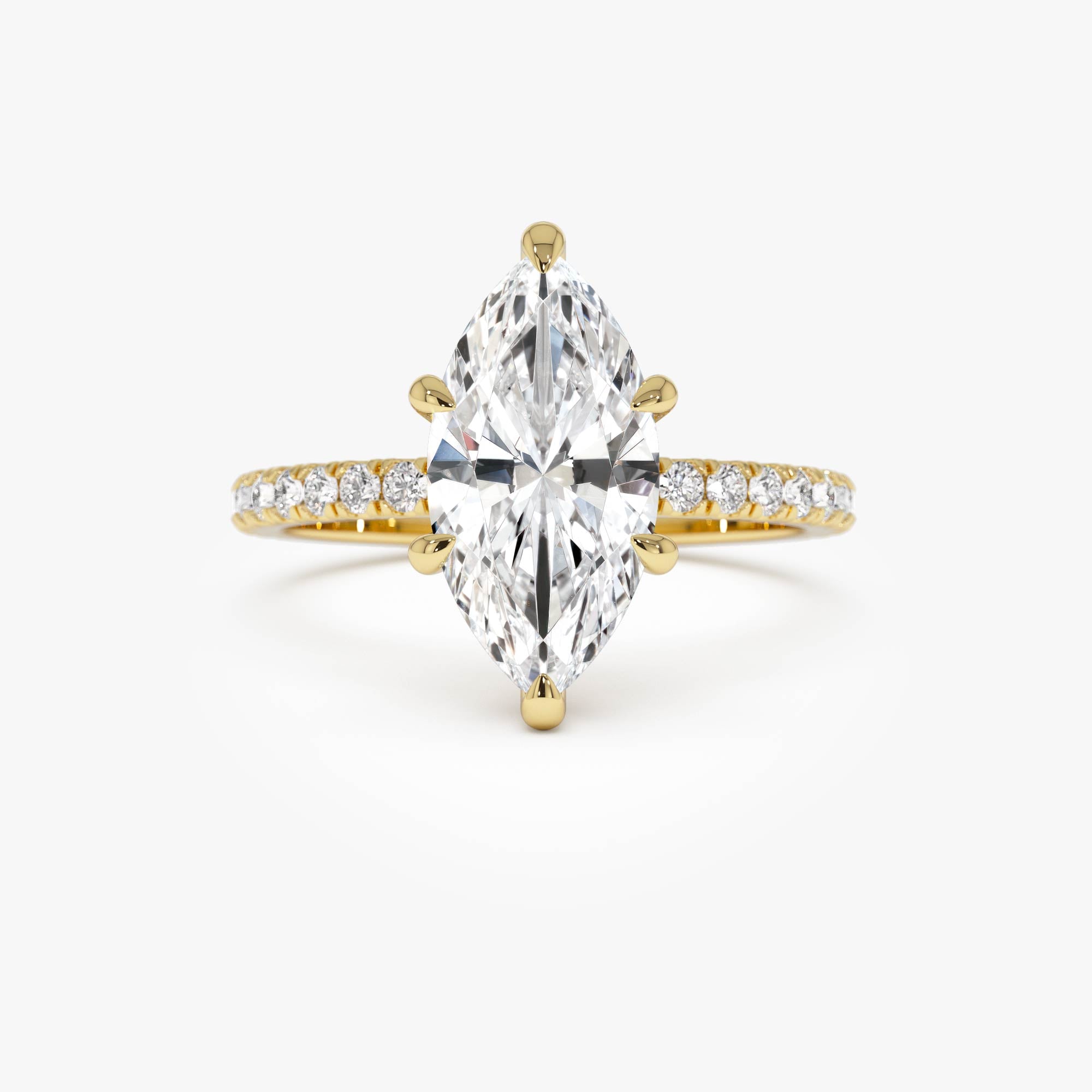 Marquise Shaped Lab Grown Diamond Pavé Setting with Hidden Halo