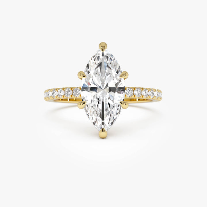 Marquise Shaped Lab Grown Diamond Pavé Setting with Hidden Halo