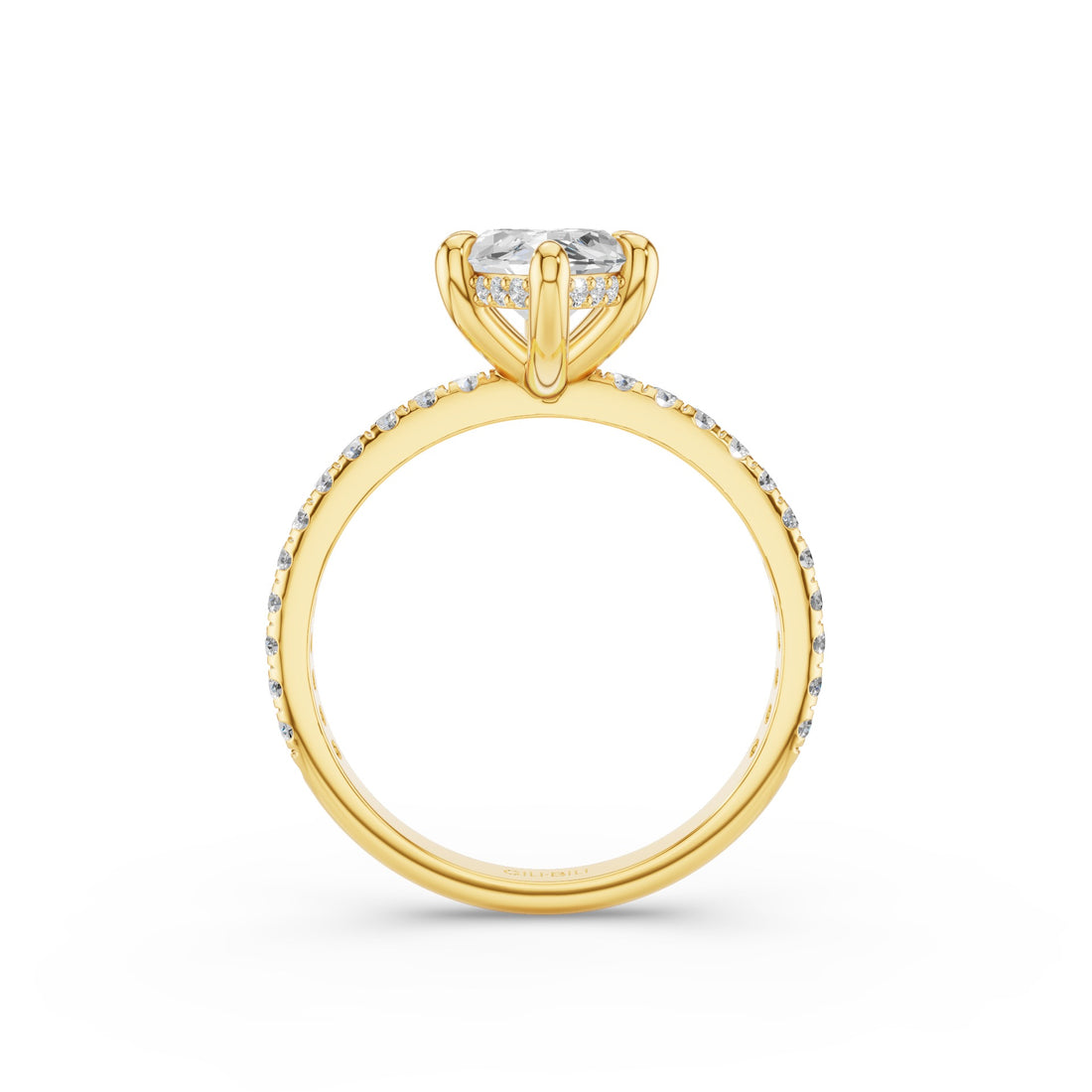 Marquise Shaped Lab Grown Diamond Pavé Setting with Hidden Halo