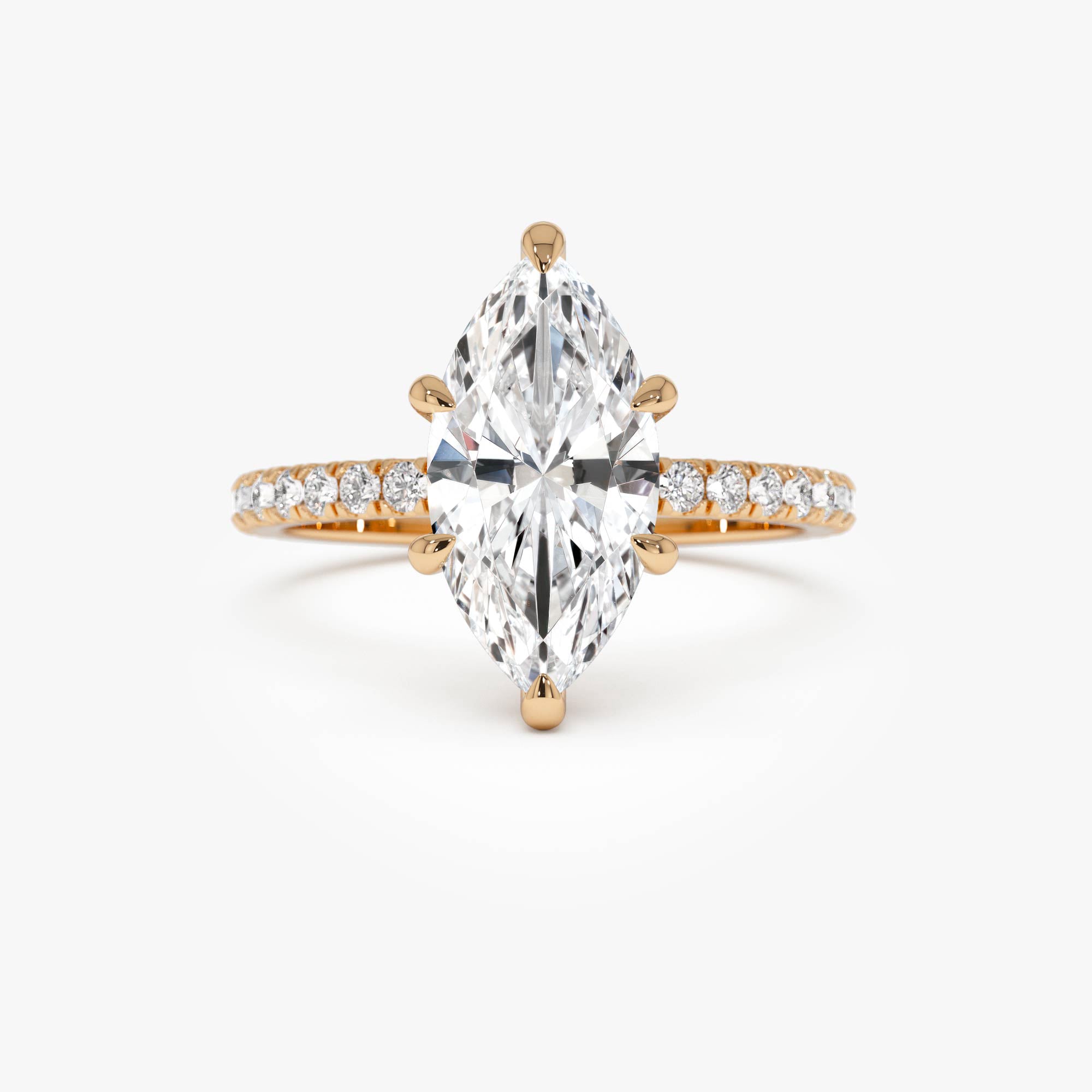 Marquise Shaped Lab Grown Diamond Pavé Setting with Hidden Halo