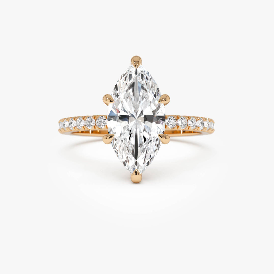 Marquise Shaped Lab Grown Diamond Pavé Setting with Hidden Halo