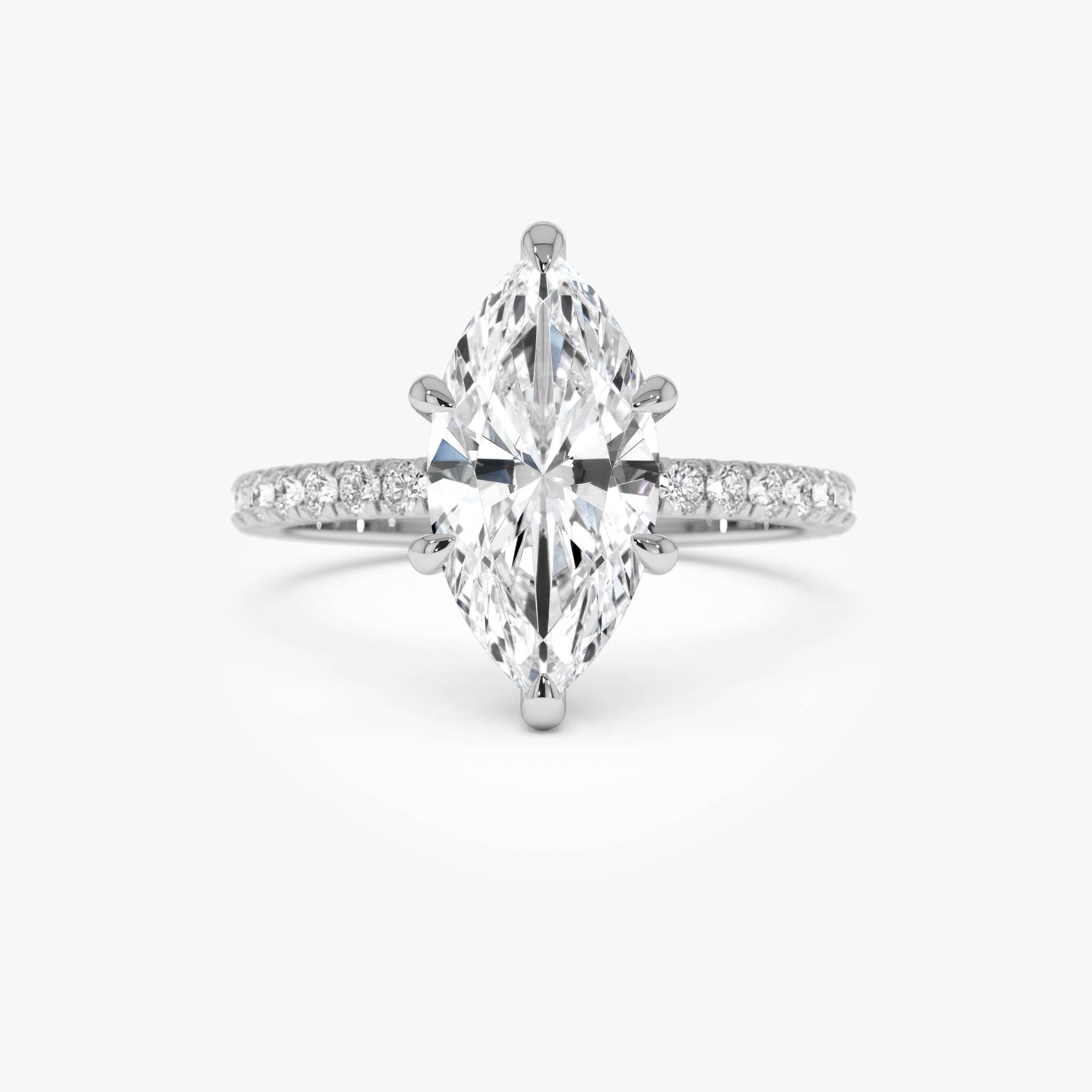 Marquise Shaped Lab Grown Diamond Pavé Setting with Hidden Halo