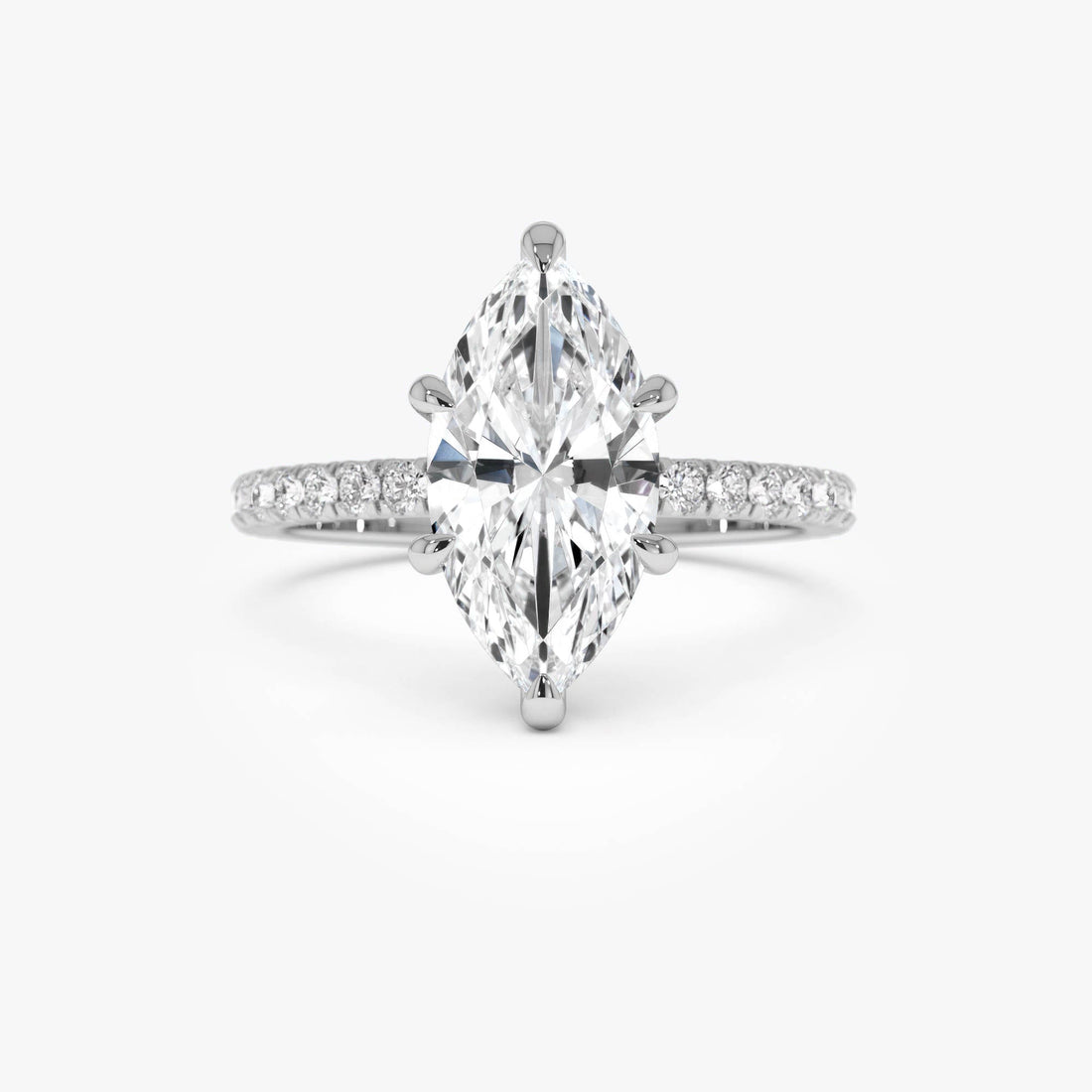Marquise Shaped Lab Grown Diamond Pavé Setting with Hidden Halo