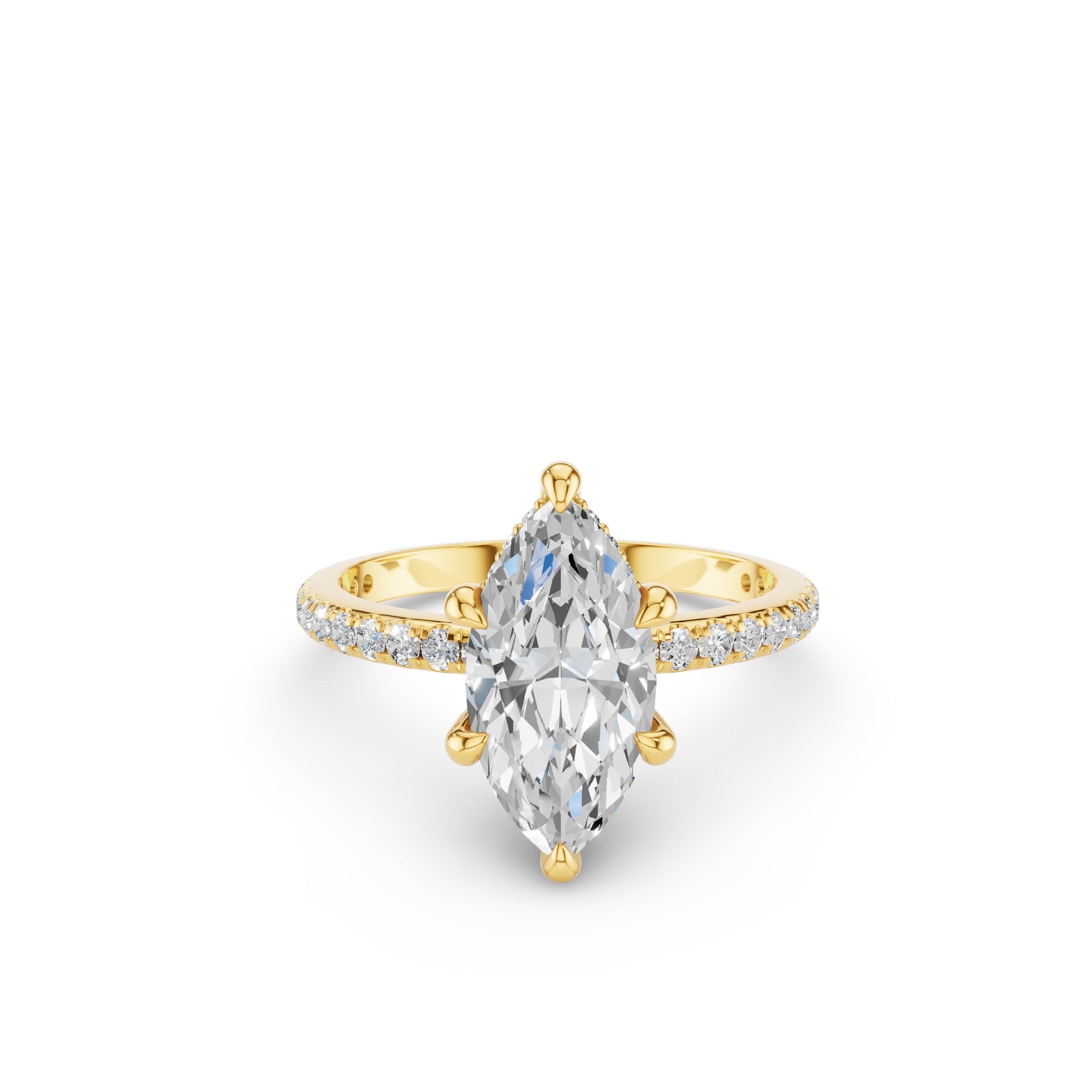 Marquise Shaped Lab Grown Diamond Pavé Setting with Hidden Halo