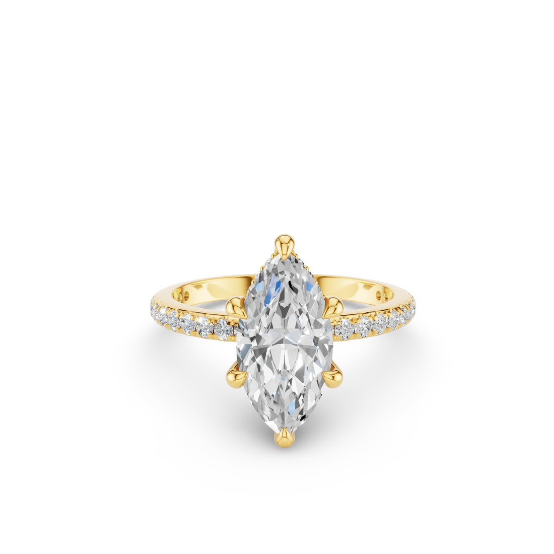 Marquise Shaped Lab Grown Diamond Pavé Setting with Hidden Halo