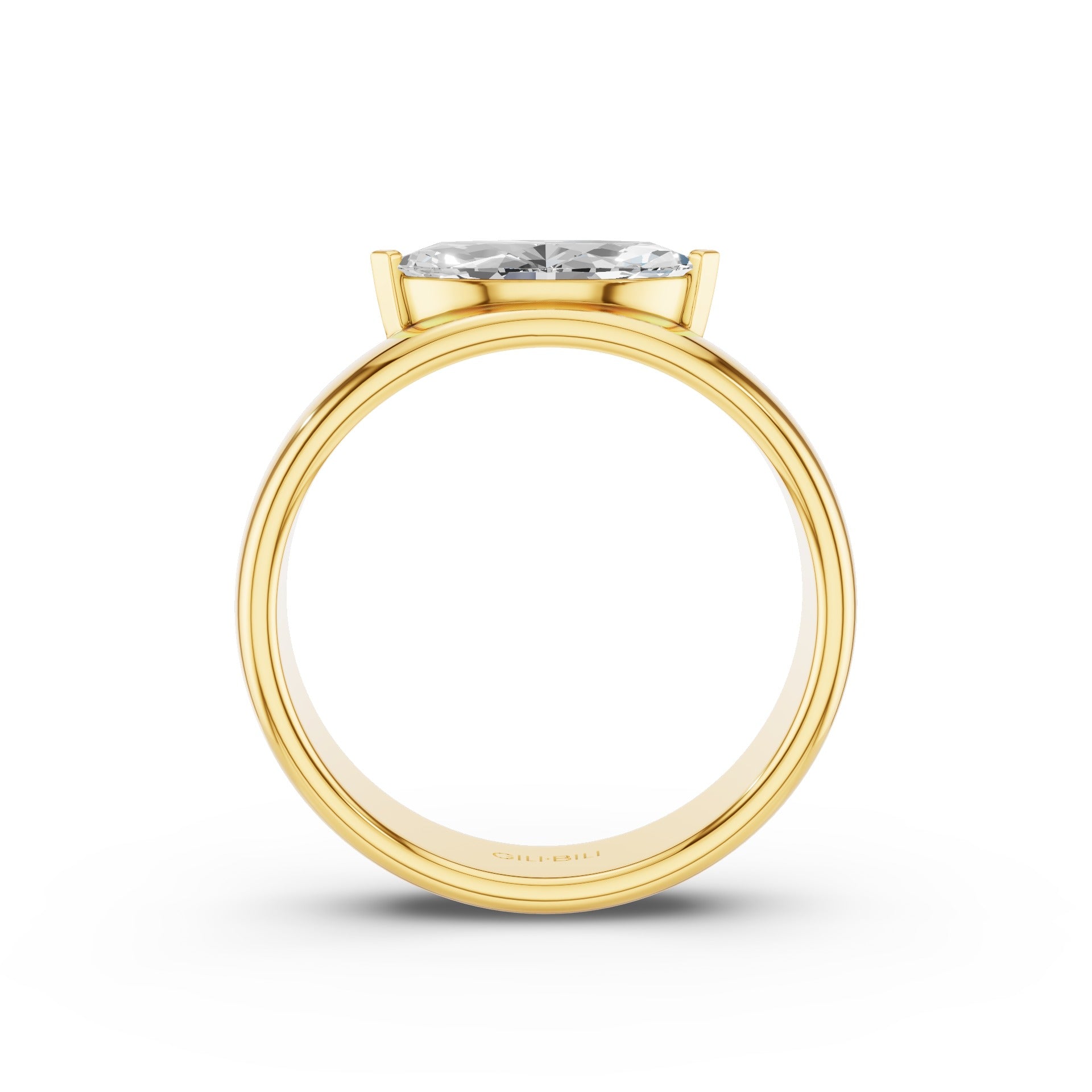 Marquise Shaped Lab Grown Diamond Solitaire Ring with Wide Band