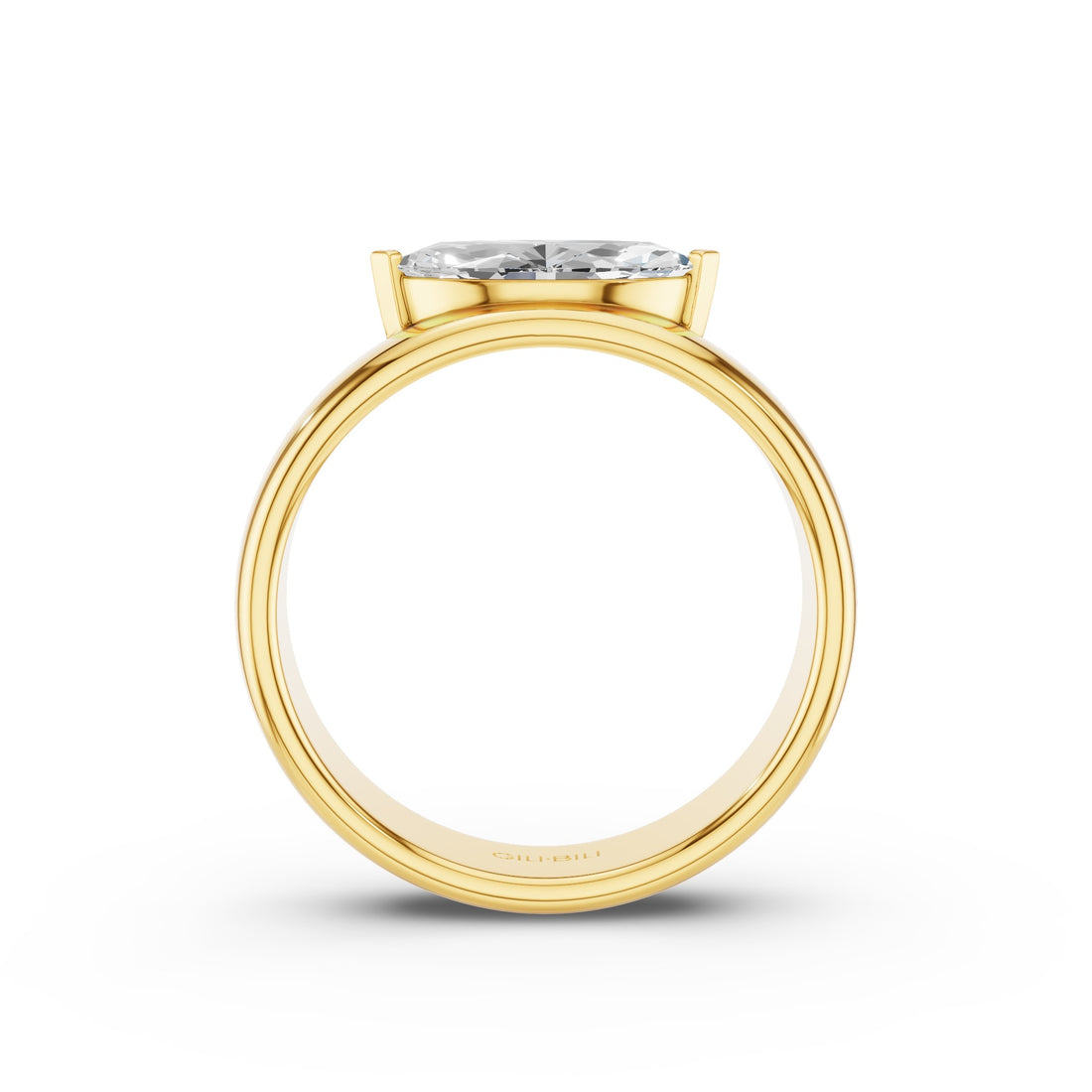 Marquise Shaped Lab Grown Diamond Solitaire Ring with Wide Band
