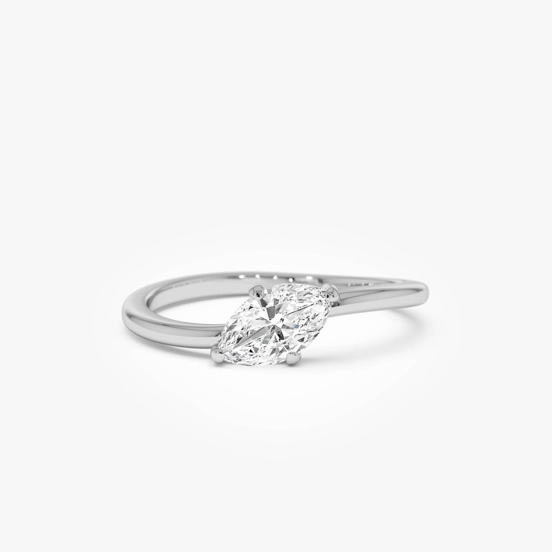 Marquise Shaped Lab Grown Diamond Wavy Ring