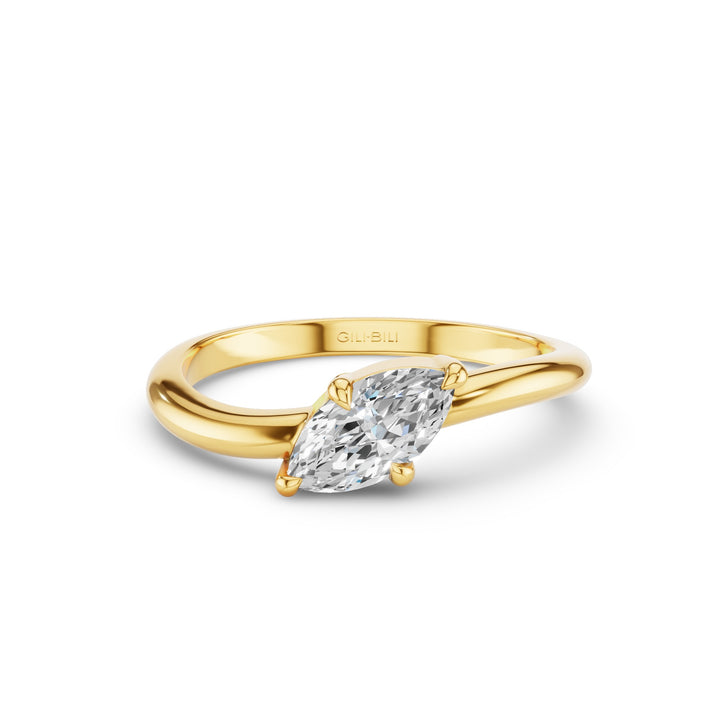Marquise Shaped Lab Grown Diamond Wavy Ring