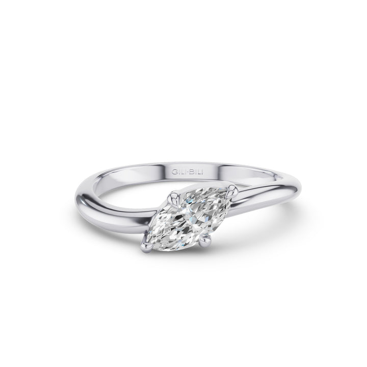 Marquise Shaped Lab Grown Diamond Wavy Ring