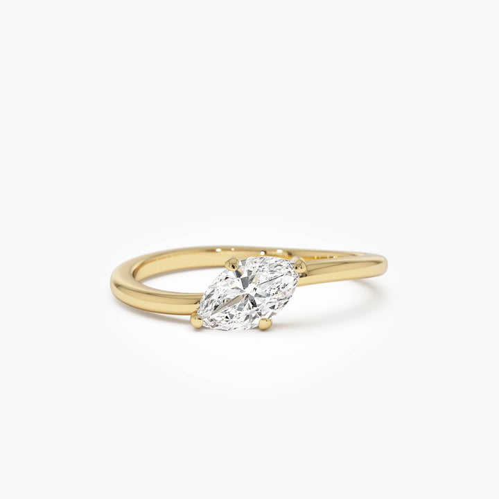 Marquise Shaped Lab Grown Diamond Wavy Ring