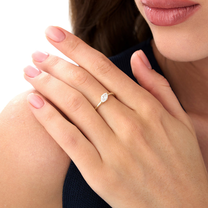 Marquise Shaped Lab Grown Diamond Wavy Ring