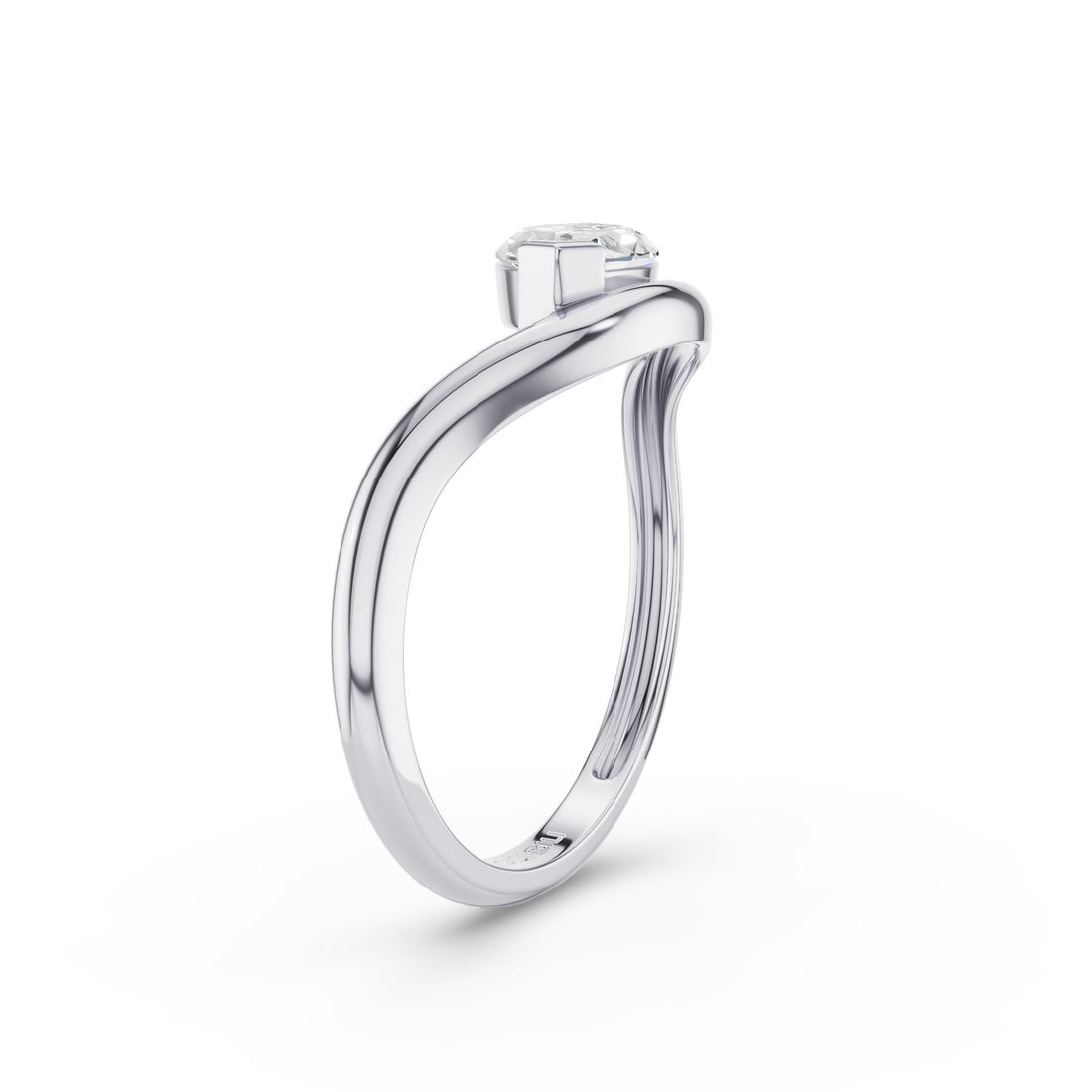 Marquise Shaped Modern Wavy Design Lab Diamond Engagement Ring