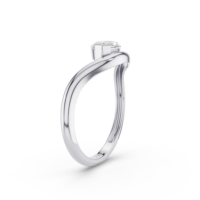 Marquise Shaped Modern Wavy Design Lab Diamond Engagement Ring