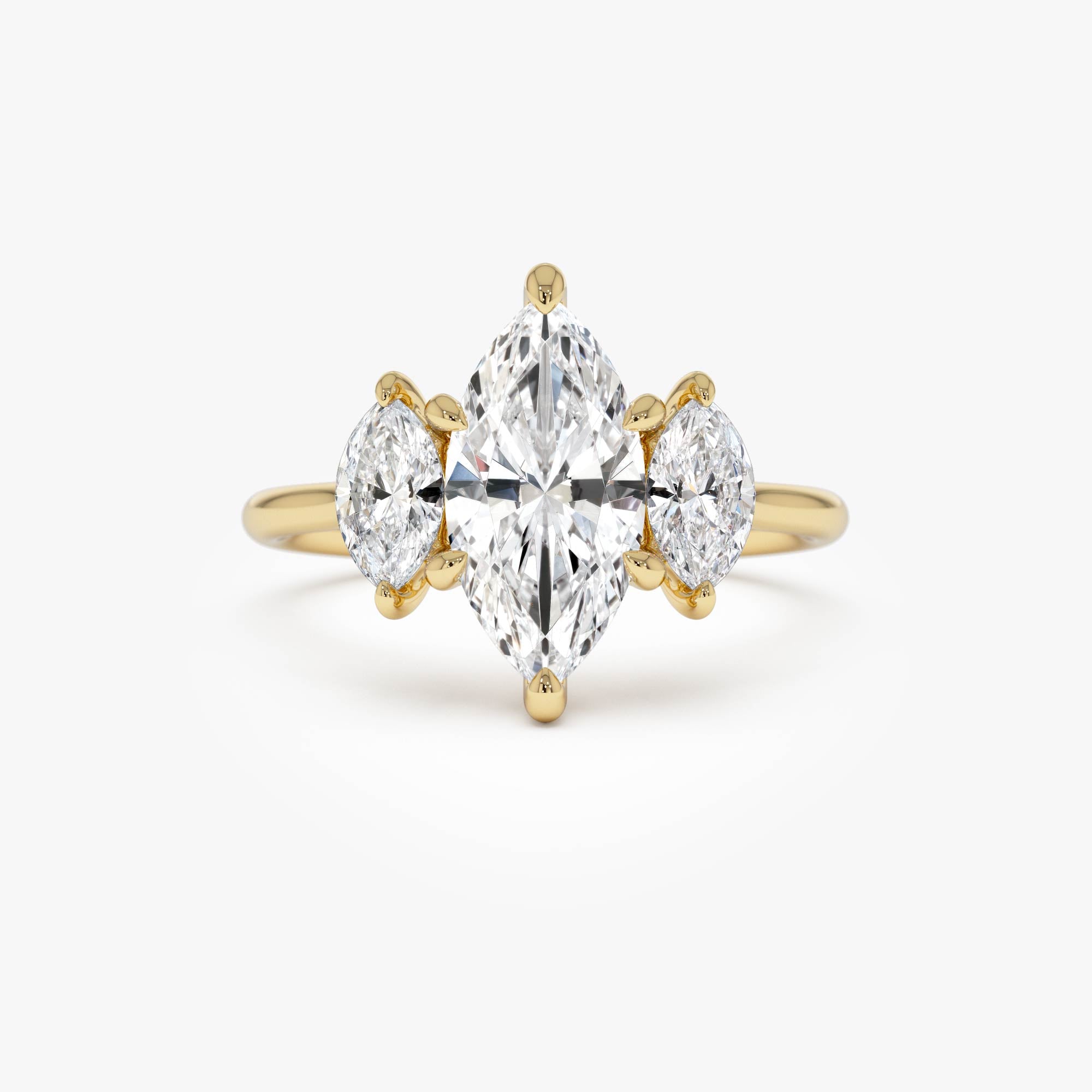 Marquise Shaped Three Stone Lab Grown Diamond Engagement Ring