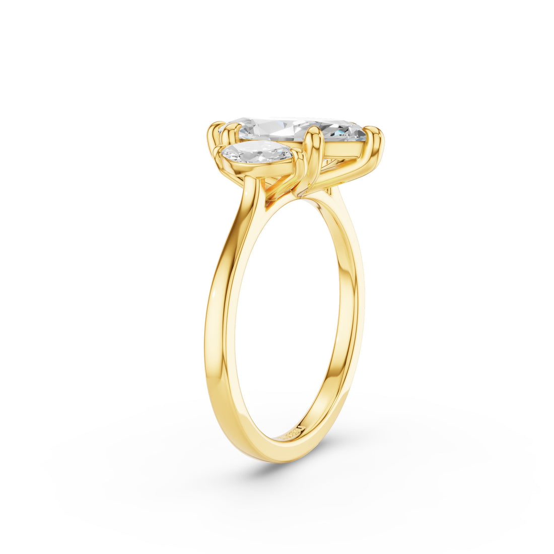 Marquise Shaped Three Stone Lab Grown Diamond Engagement Ring
