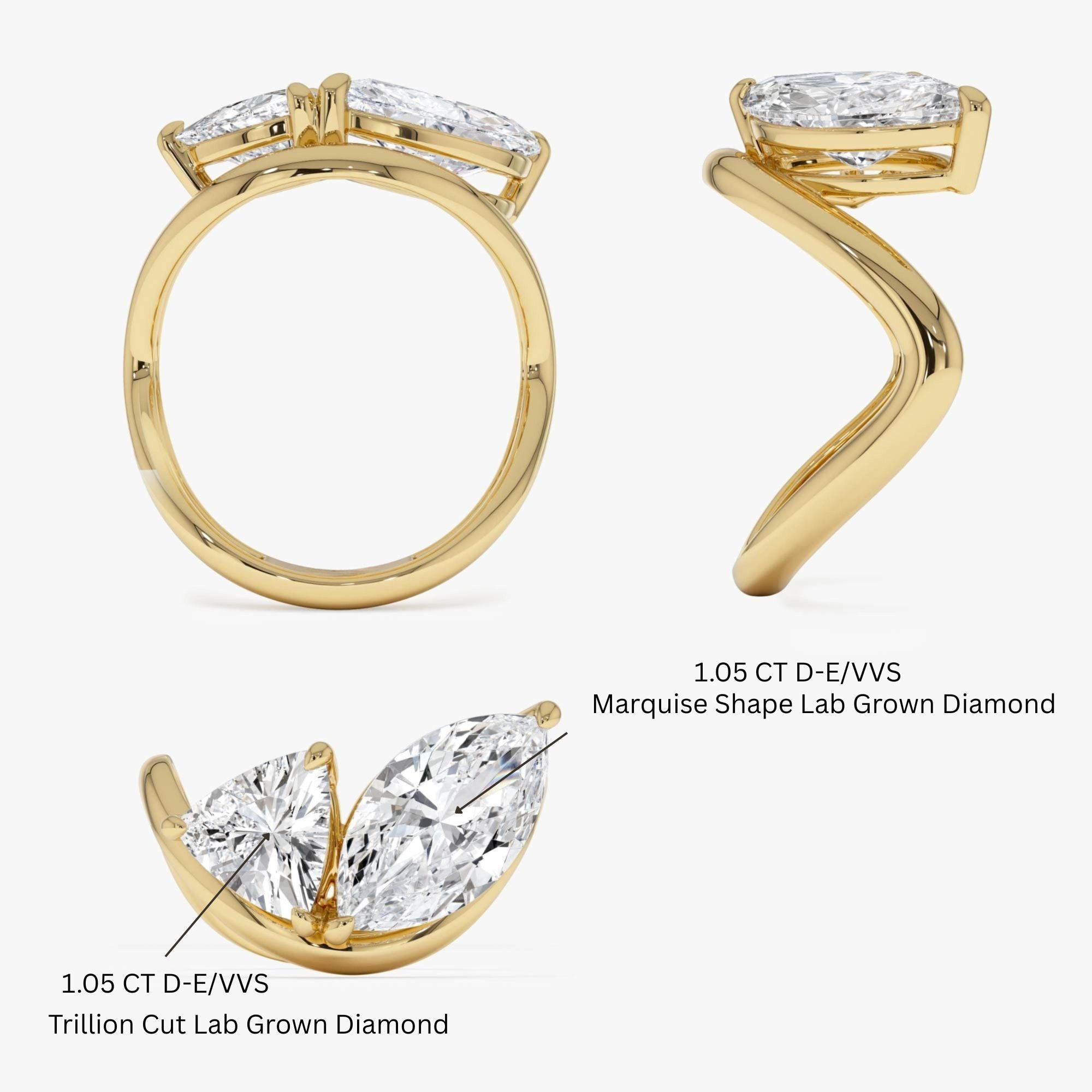 Marquise & Trillion Lab Grown Diamond Statement Ring
