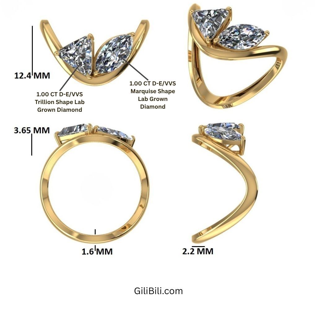 Marquise & Trillion Lab Grown Diamond Statement Ring.