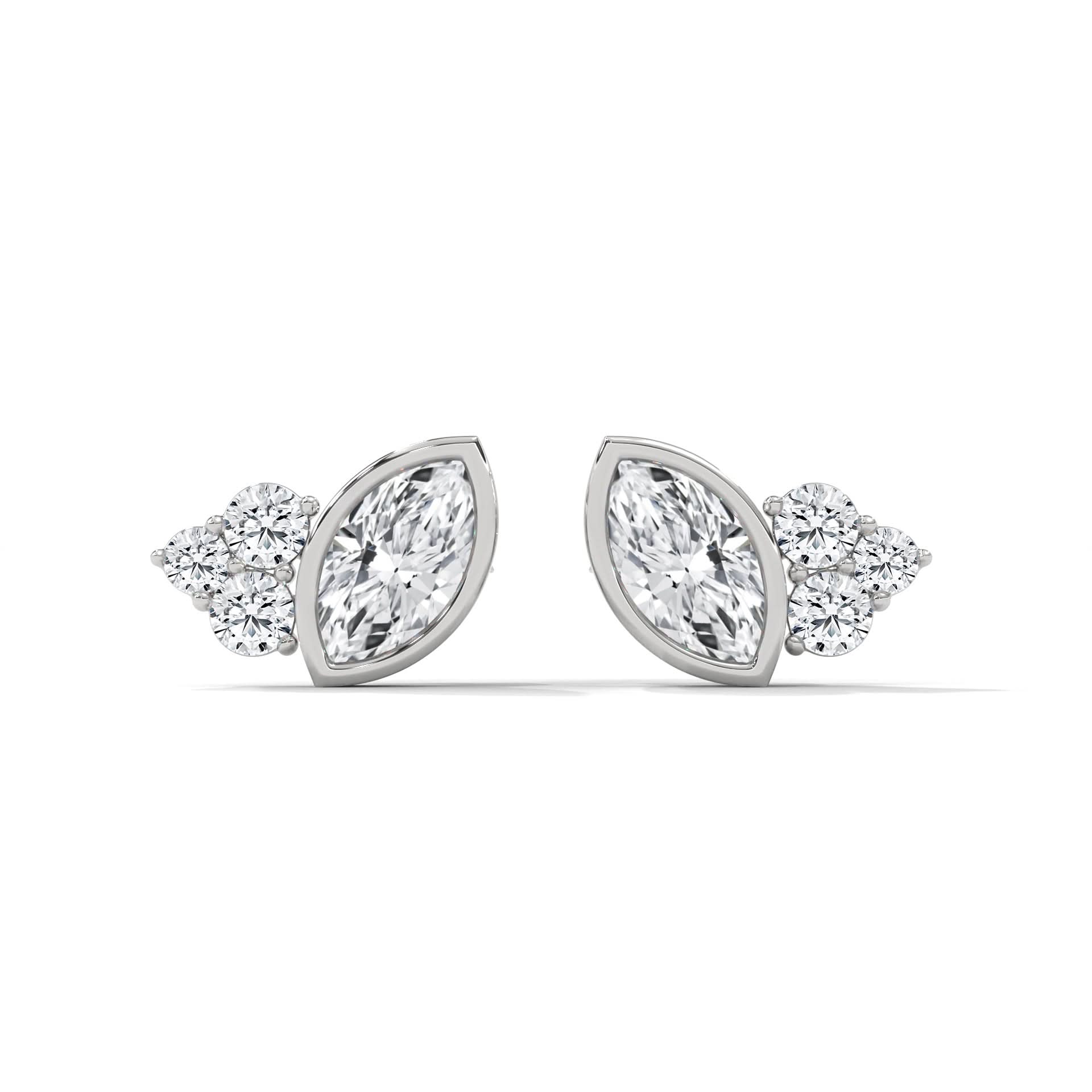 Pair of diamond earrings on a white background