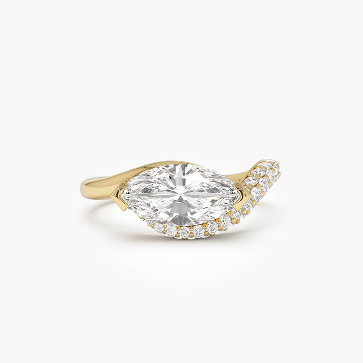 Marqusie Shaped Curved Pavé Band Enagement Ring