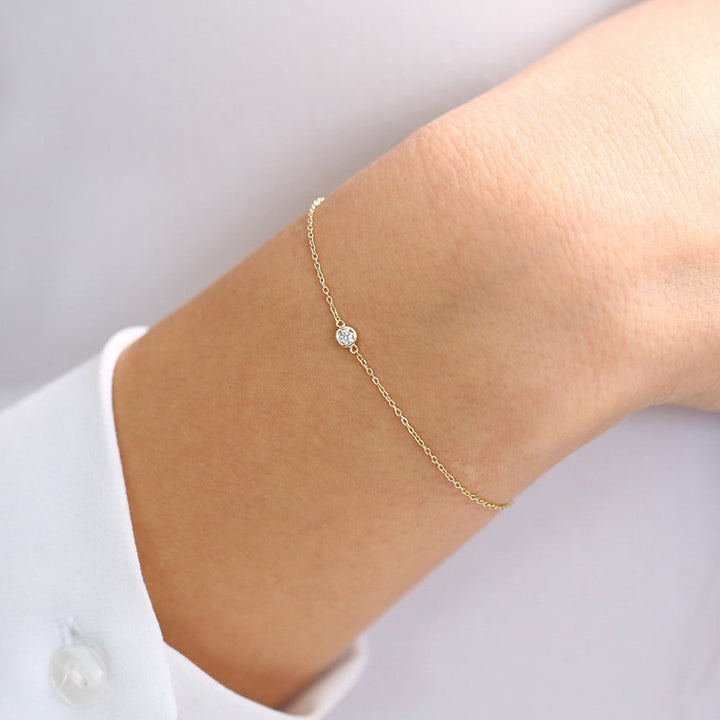 Minimalist Bezel Set Diamond Solitaire Bracelet