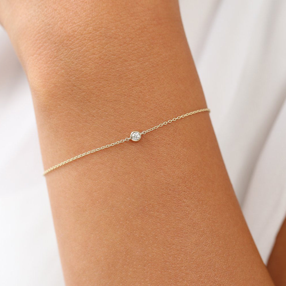 Minimalist Bezel Set Diamond Solitaire Bracelet