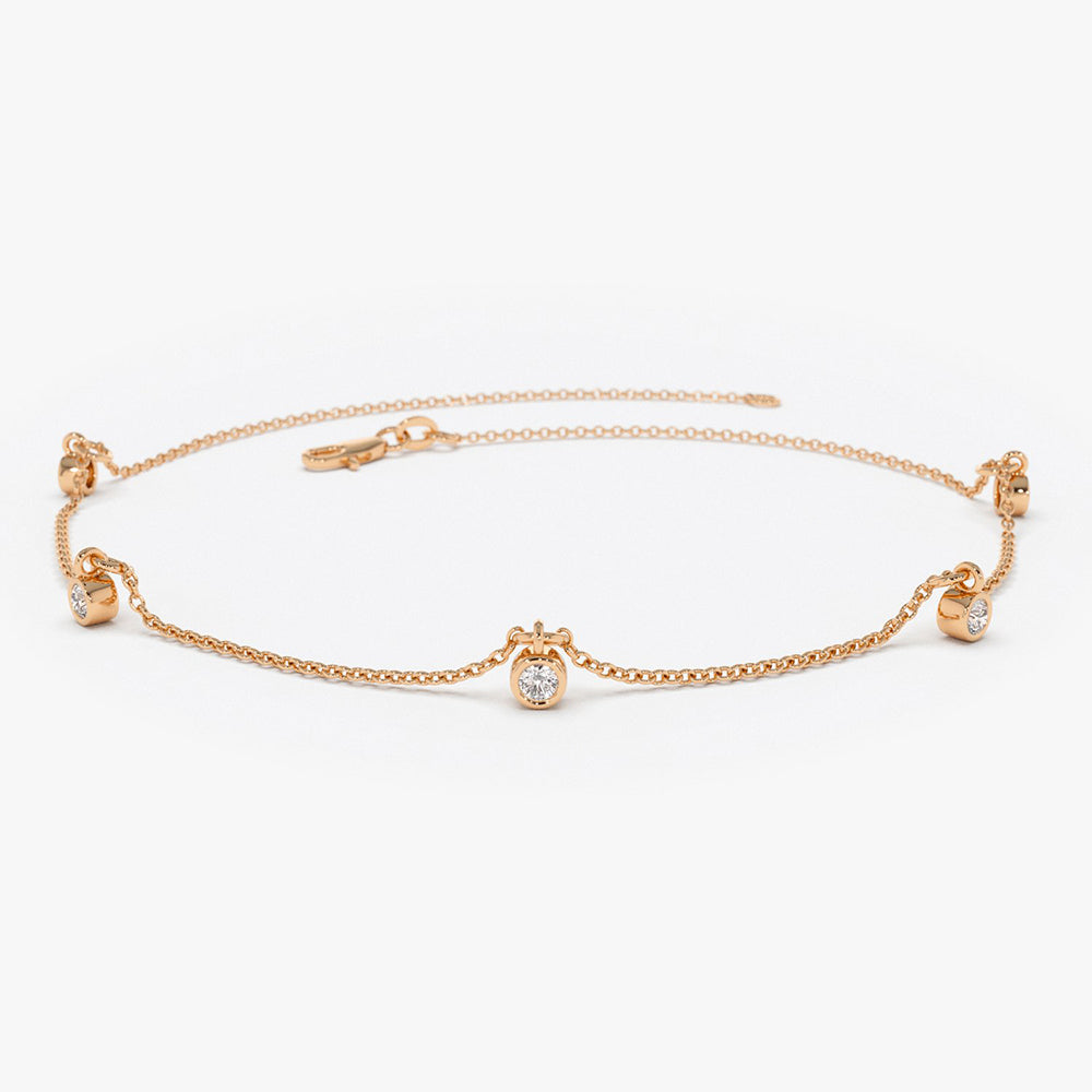 Minimalist Round Diamond Station Bracelet