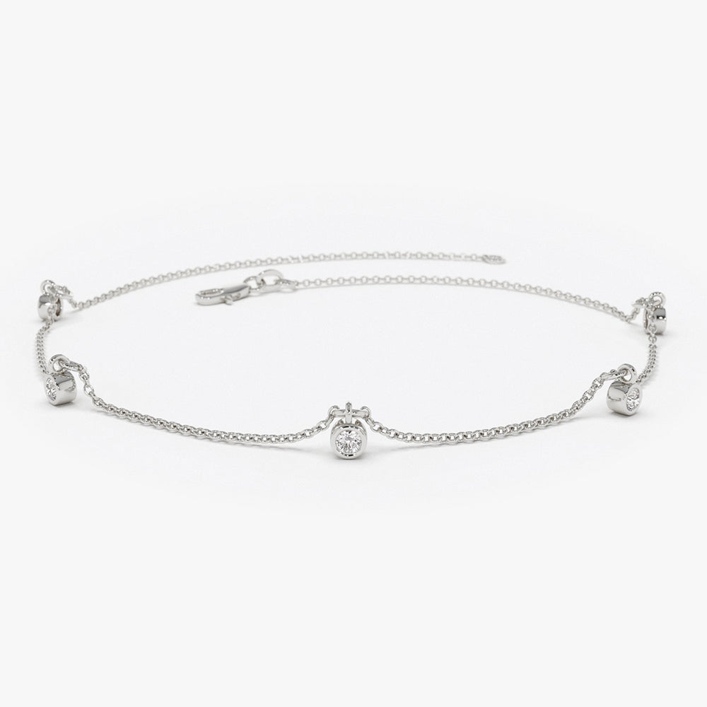 Minimalist Round Diamond Station Bracelet