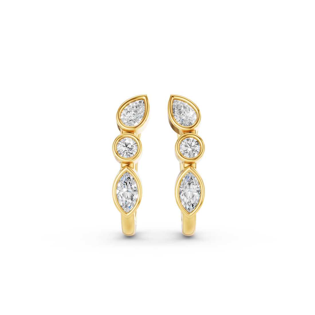Mix Cut Lab Grown Diamond Hoop Earrings
