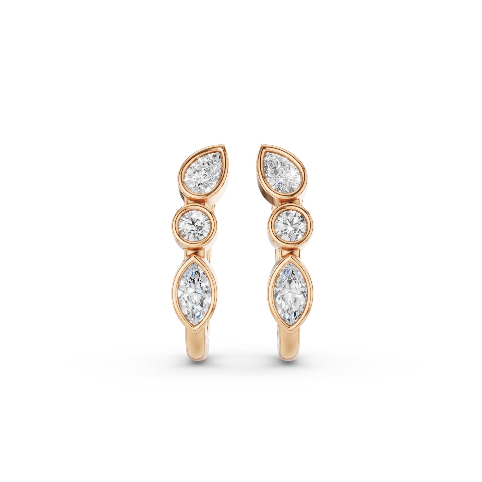 Mix Cut Lab Grown Diamond Hoop Earrings