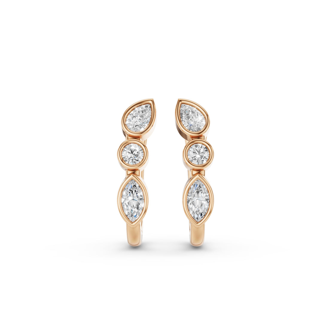 Mix Cut Lab Grown Diamond Hoop Earrings