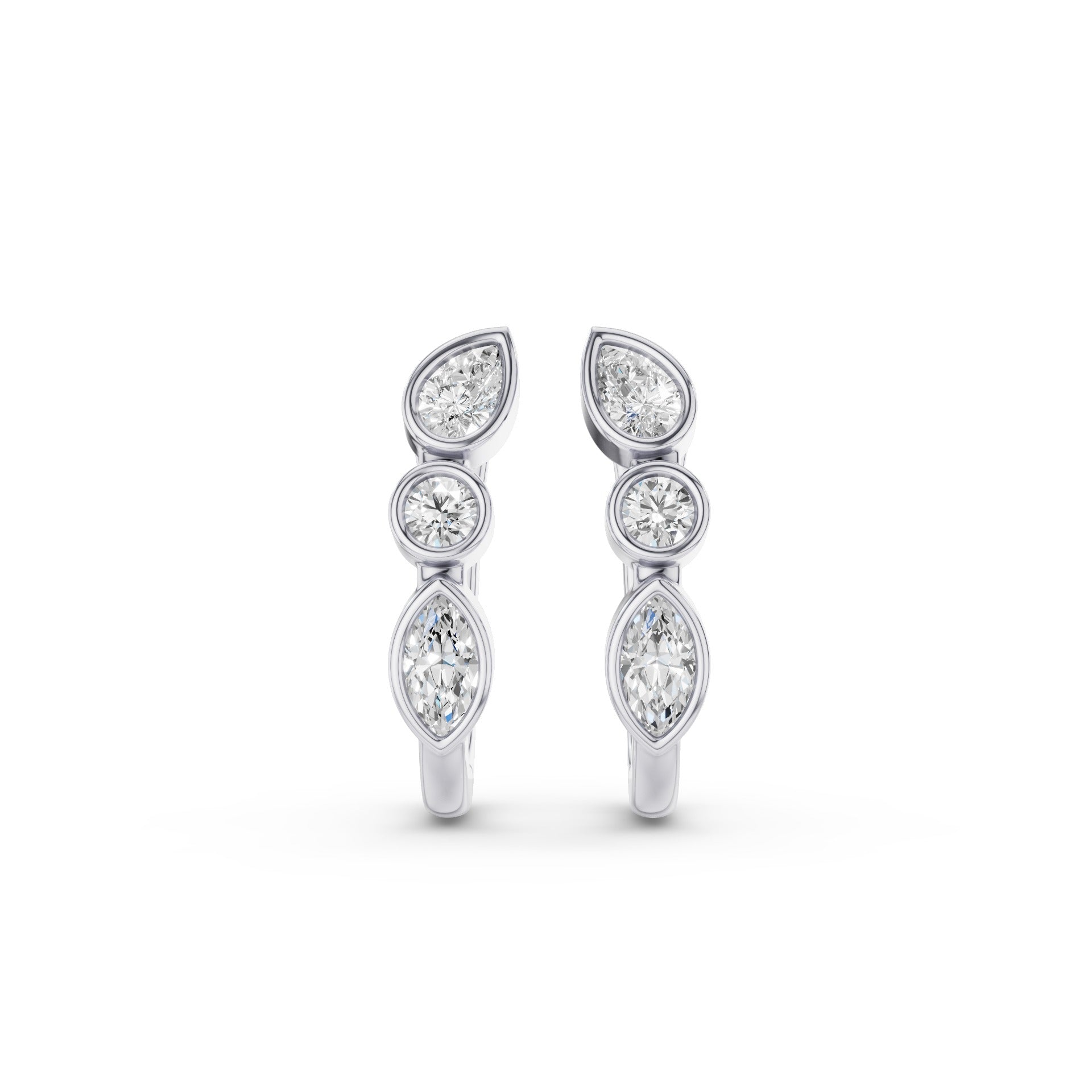 Mix Cut Lab Grown Diamond Hoop Earrings