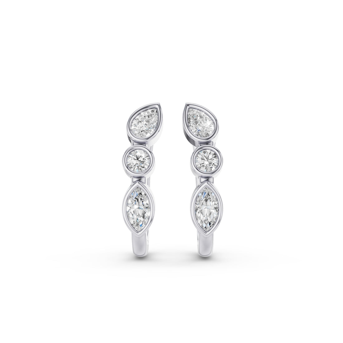 Mix Cut Lab Grown Diamond Hoop Earrings