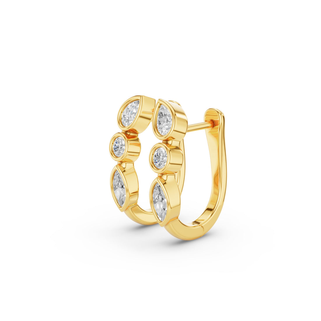 Mix Cut Lab Grown Diamond Hoop Earrings
