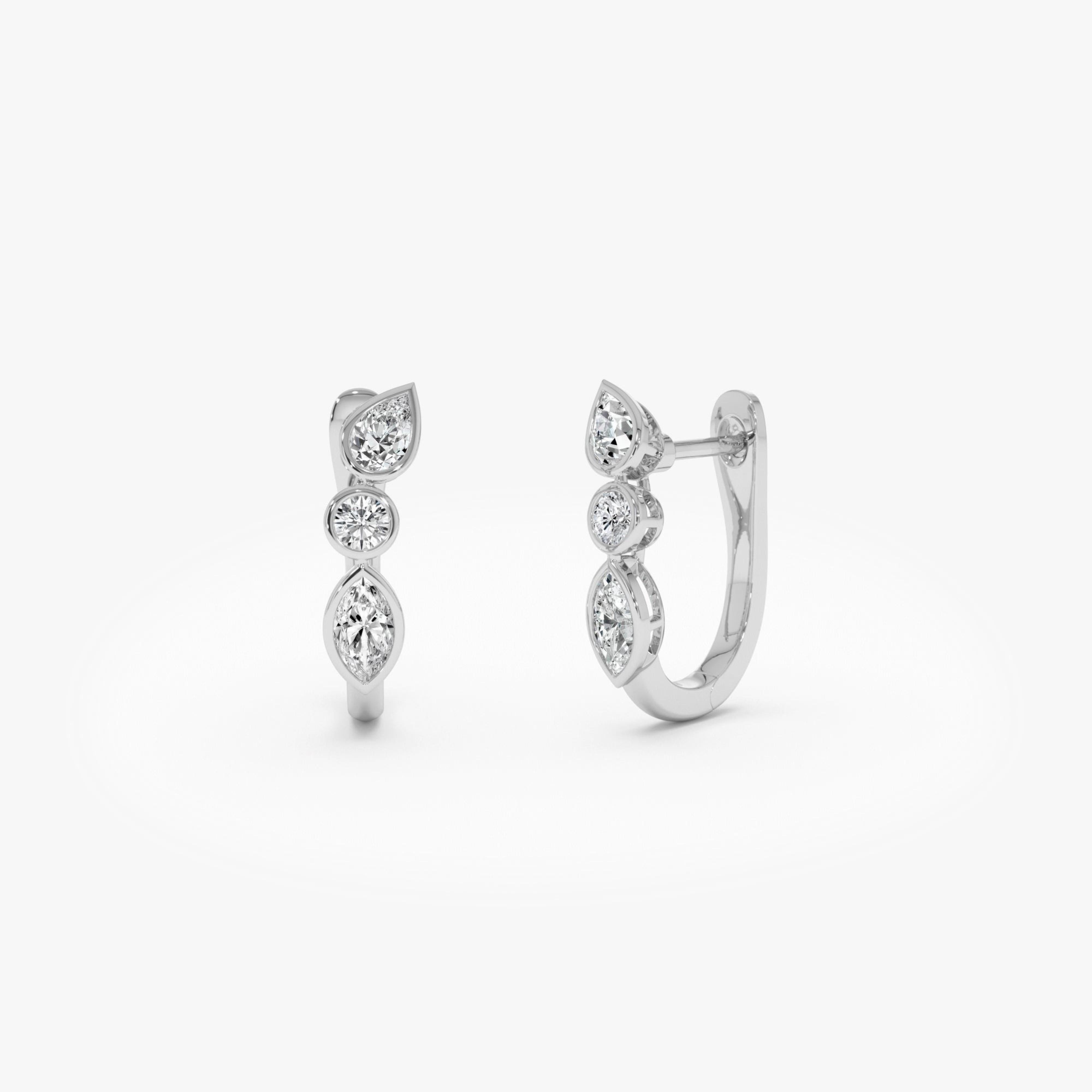 Mix Cut Lab Grown Diamond Hoop Earrings