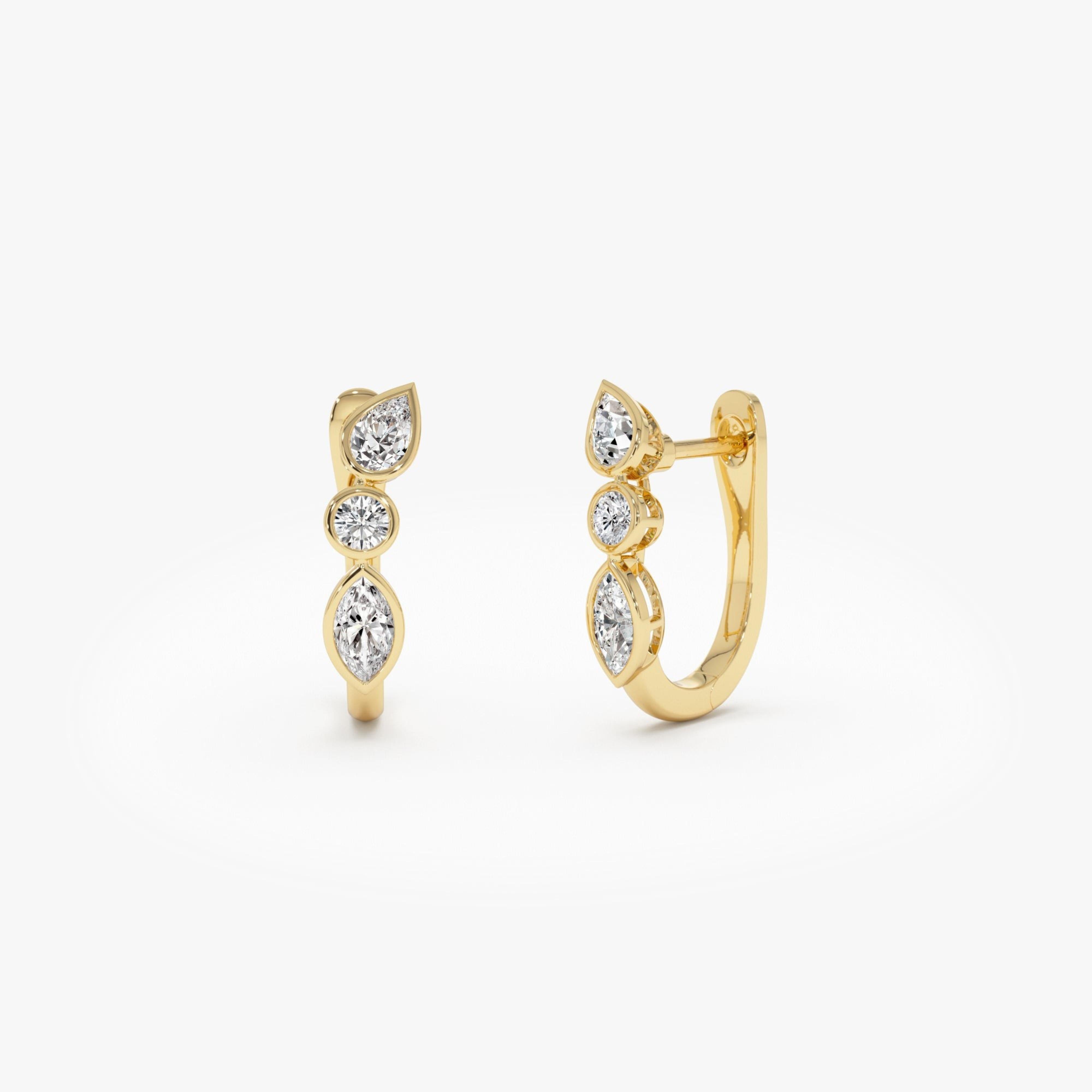 Mix Cut Lab Grown Diamond Hoop Earrings