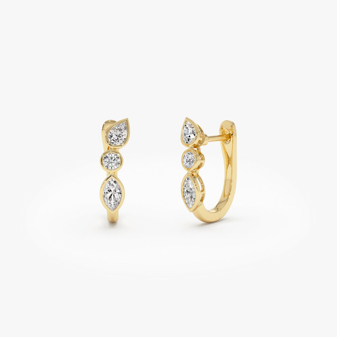 Mix Cut Lab Grown Diamond Hoop Earrings