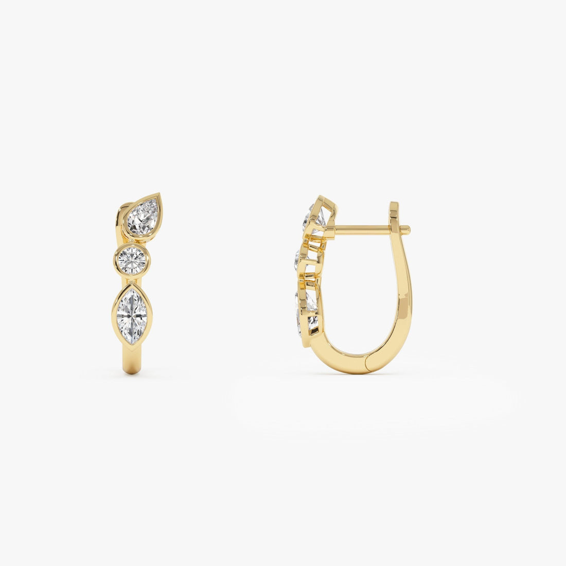 Mix Cut Lab Grown Diamond Hoop Earrings