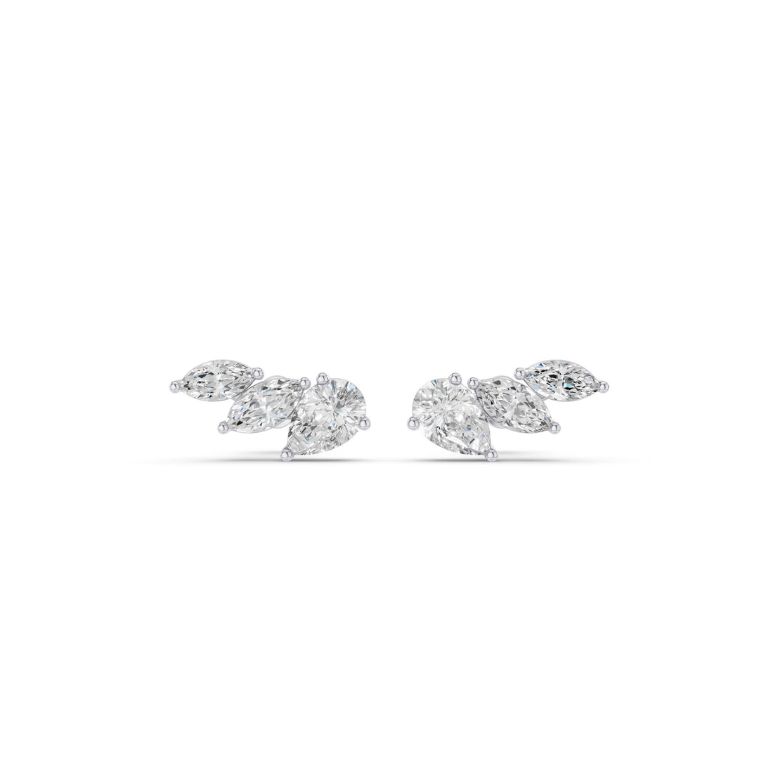 Mixed Shape Lab Grown Diamond Triple Cluster Stud Earrings
