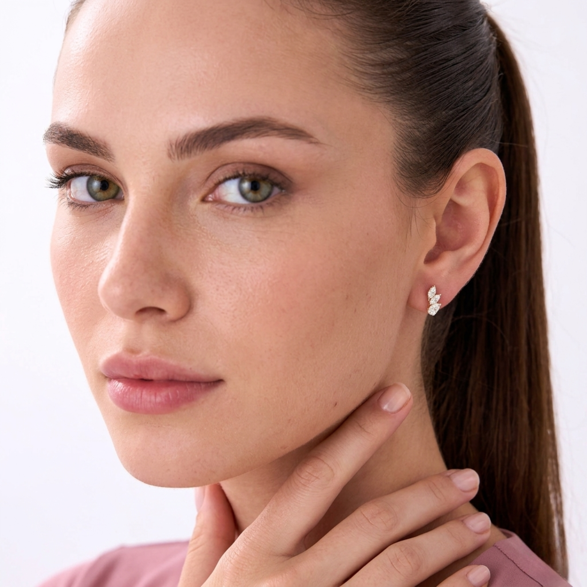 Mixed Shape Lab Grown Diamond Triple Cluster Stud Earrings