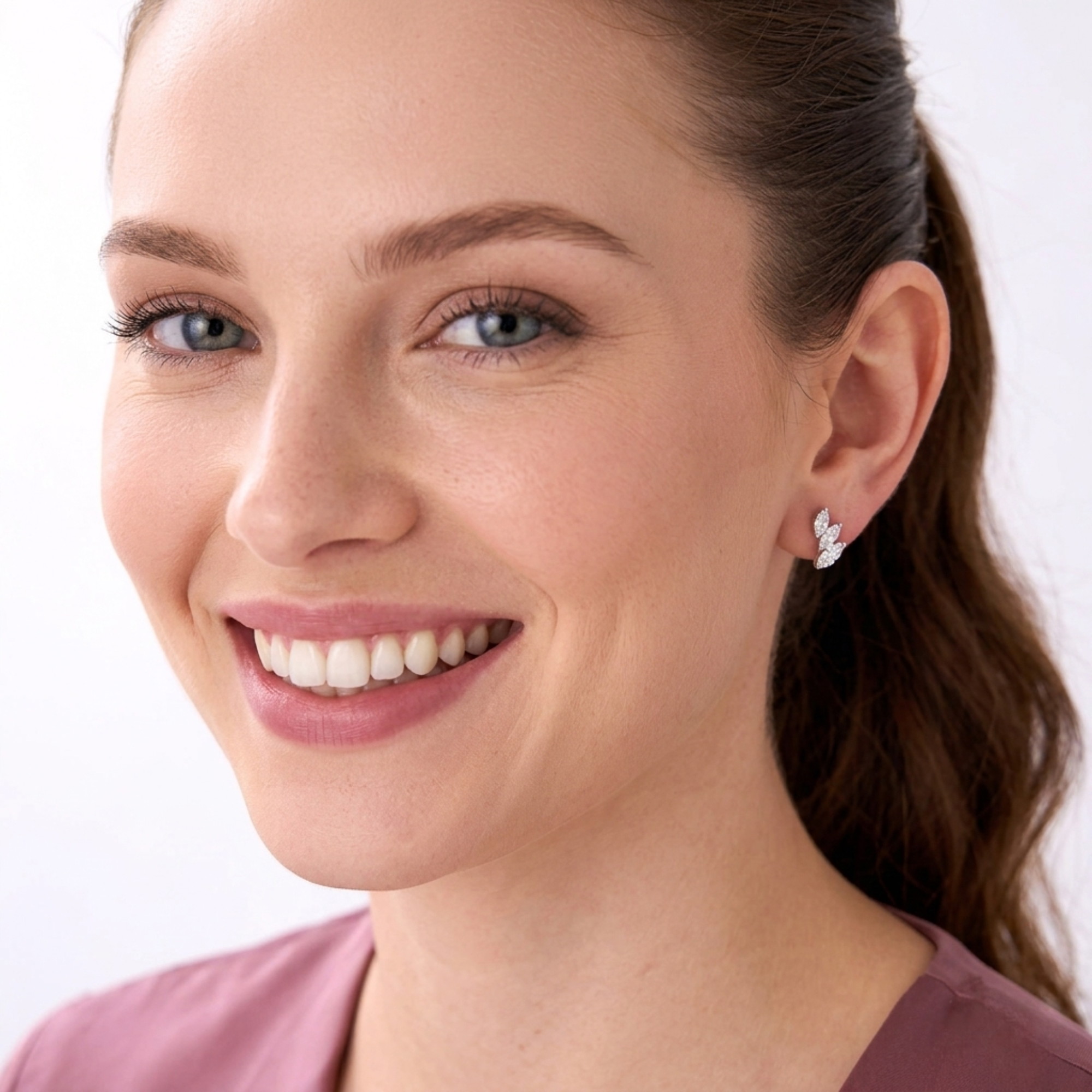 Mixed Shape Lab Grown Diamond Triple Cluster Stud Earrings