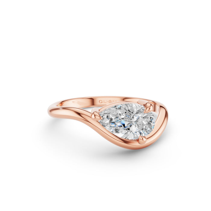 Modern Wavy Pear Shaped Lab Grown Diamond Engagement Ring
