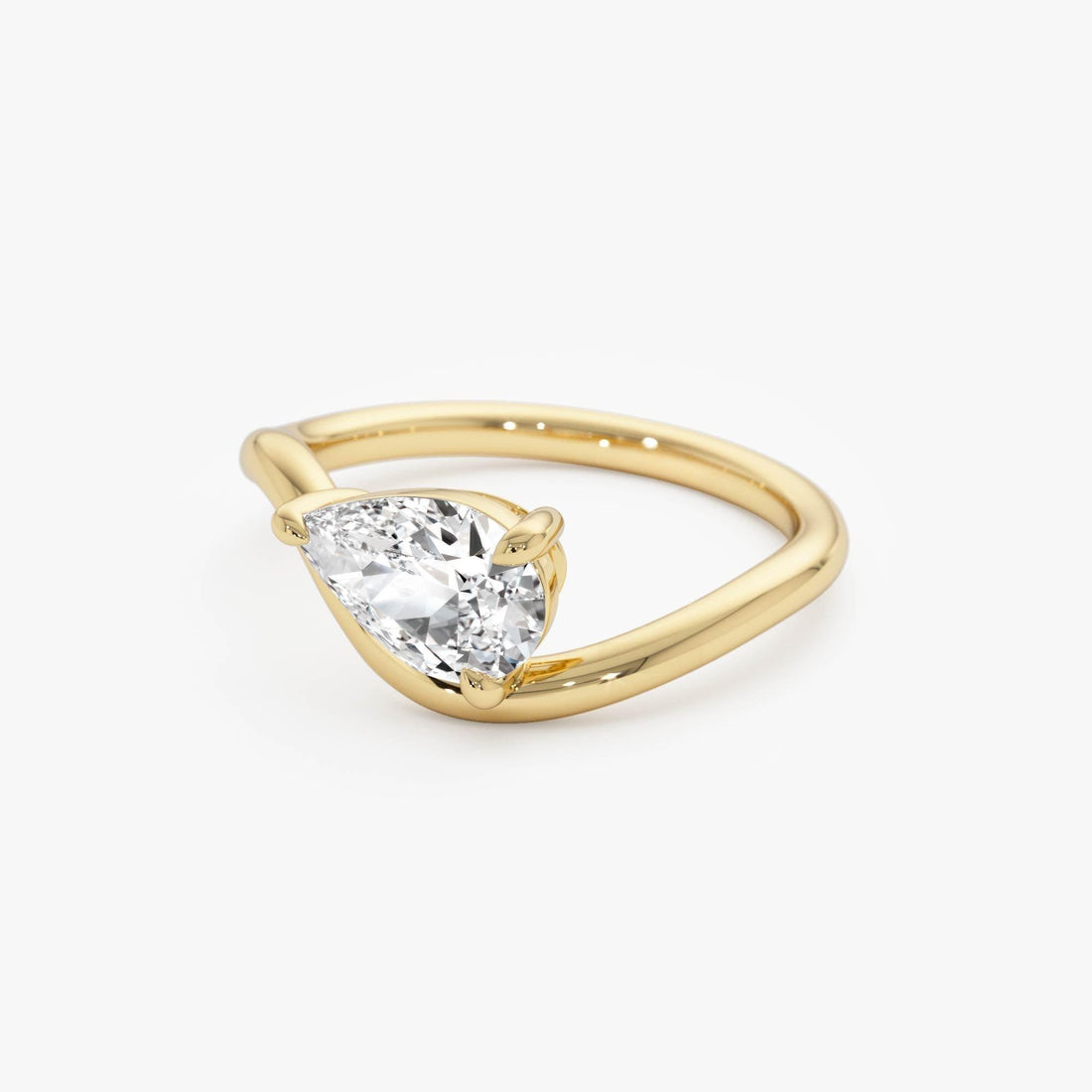Modern Wavy Pear Shaped Lab Grown Diamond Engagement Ring