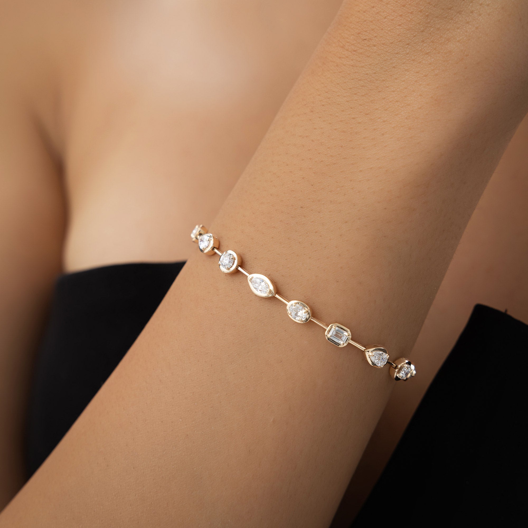 Multi Shape Diamond Bezel Set Bracelet