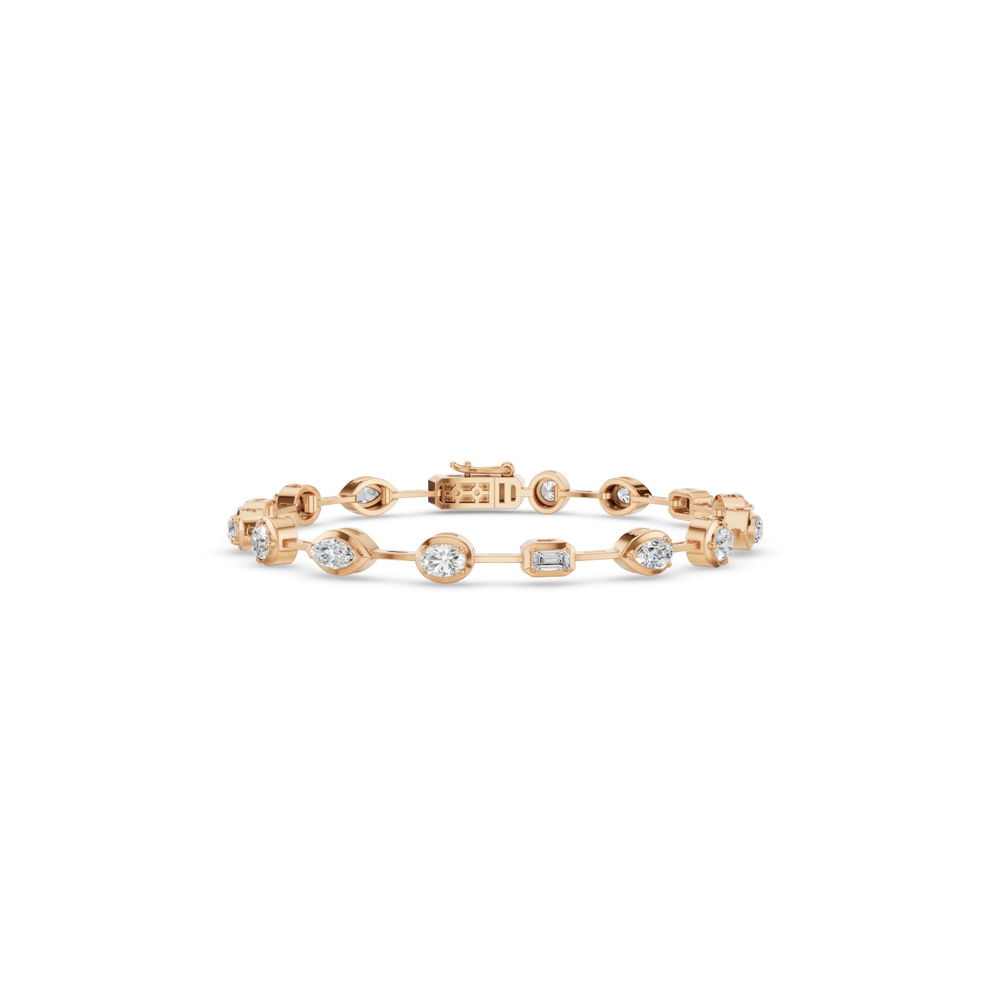 Multi Shape Diamond Bezel Set Bracelet