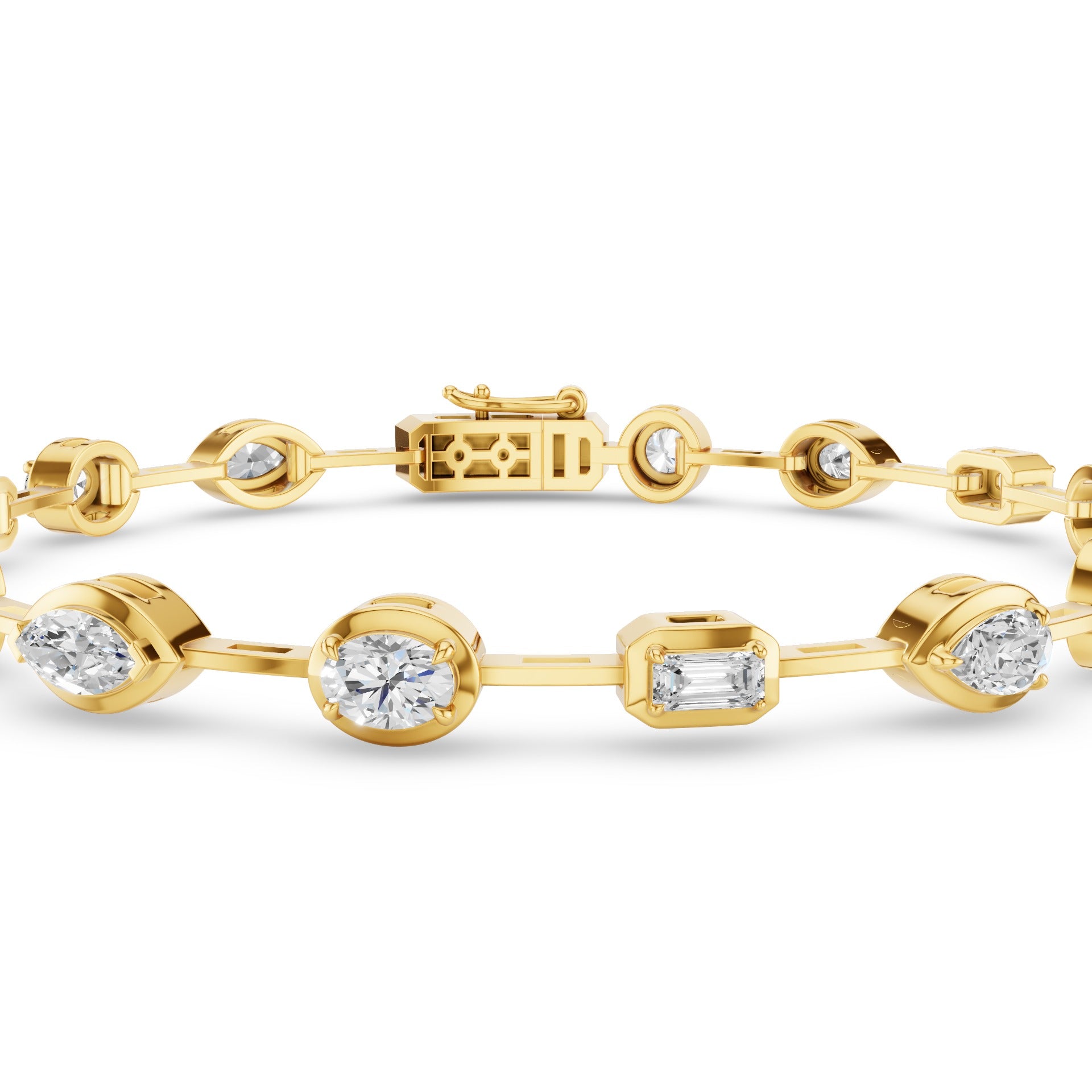 Multi Shape Diamond Bezel Set Bracelet