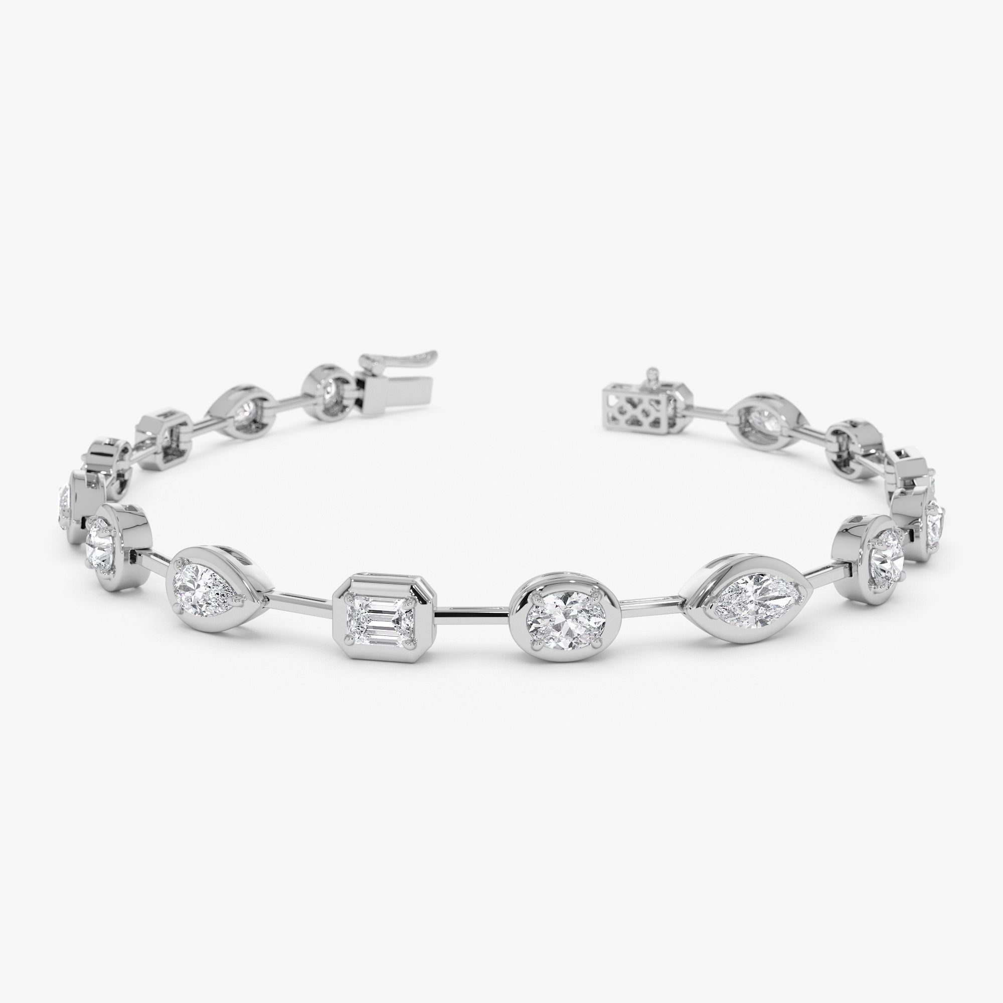 Multi Shape Diamond Bezel Set Bracelet