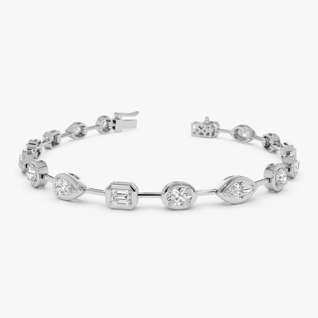 Multi Shape Diamond Bezel Set Bracelet